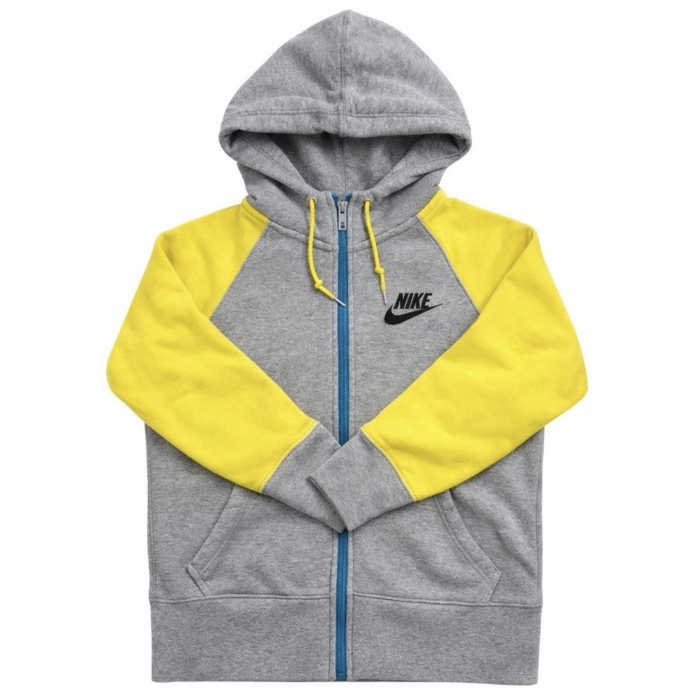 Nike Sportswear Colorblock Full Zip Hoodie Gray Yellow Women's Small Fleece
